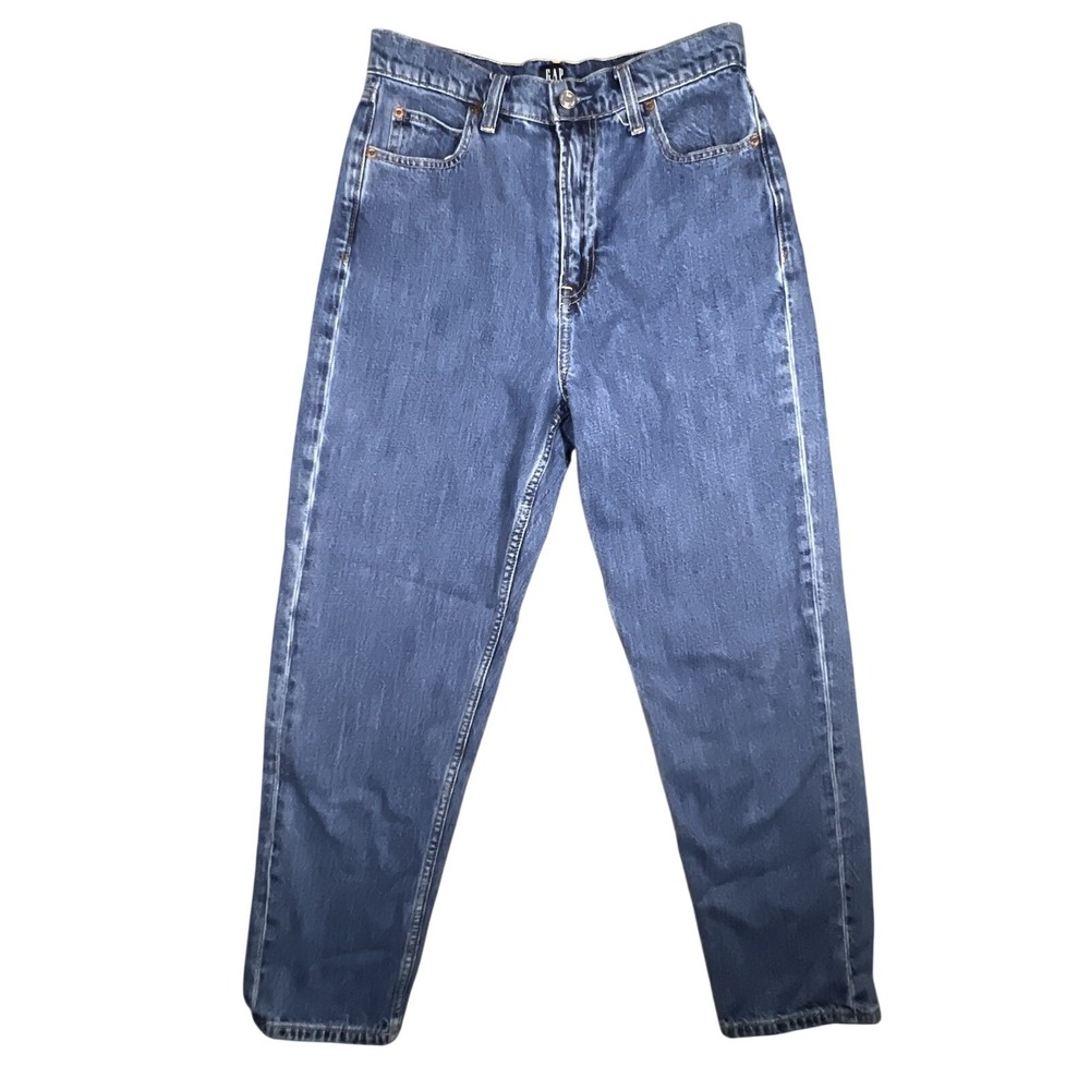 GAP Women's Blue Denim Mom Jeans Size 6/28 High Rise Straight Leg Cotton